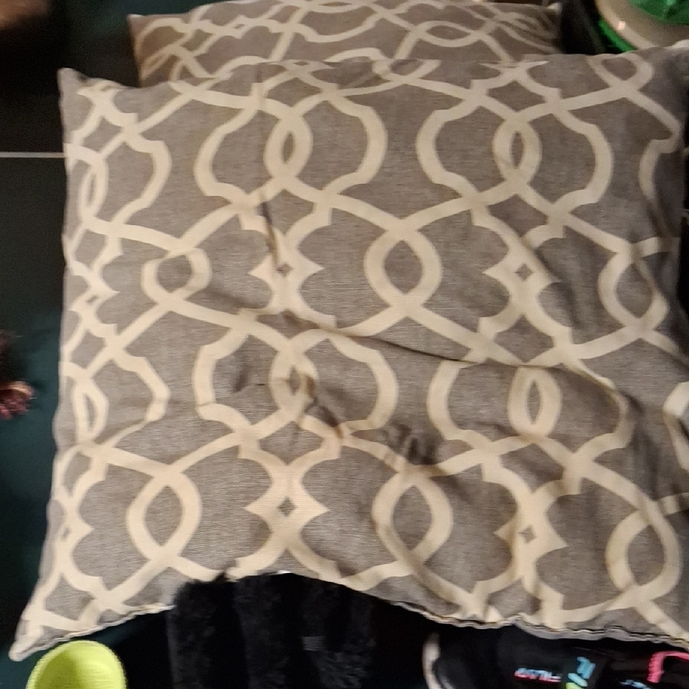 Elegant Gray and Cream Patterned Pillow